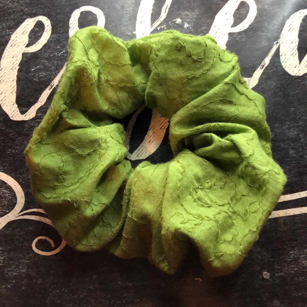 Recycled Detailed Olive Green Dress Scrunchie